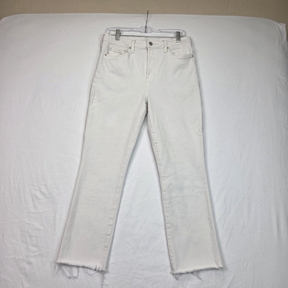 Frank & Eileen Jeans Women Size 30 Light Gray Lavender Straight Raw Hem‎ Denim
